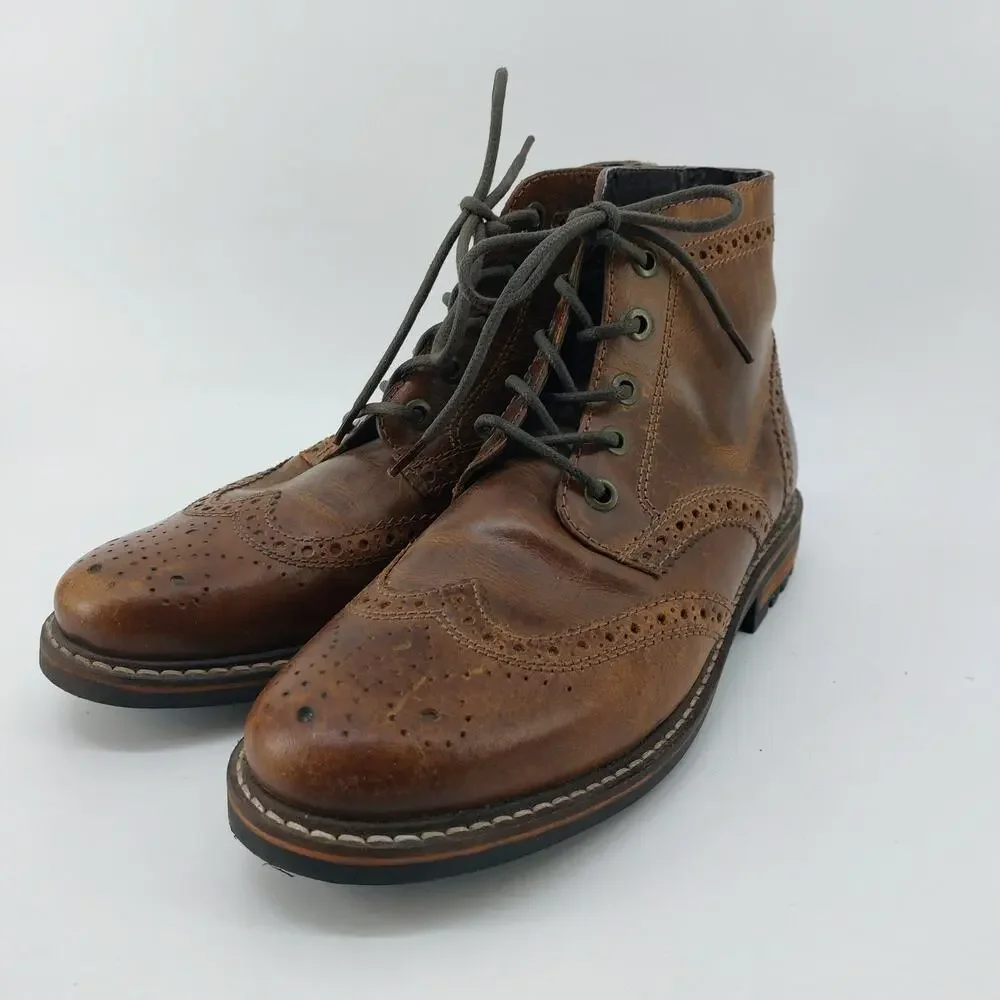 Crevo Speakeasy Memory Chestnut Lace Up Leather Boots Sz 11